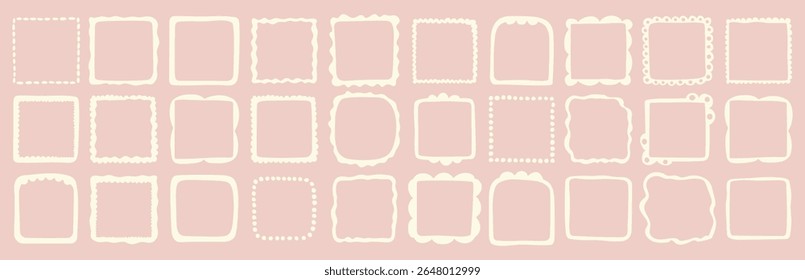 Vector set of hand drawn cut out style square frames and borders - abstract design elements for decoration or logo design templates, prints, placards 