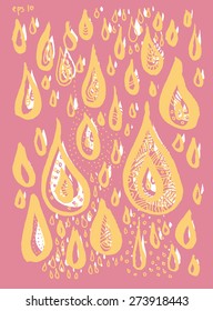 Vector set of hand drawn decorated water grops. Design elements collection