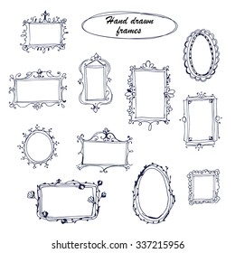 Vector  Set of hand drawn decorative frames