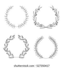 Vector set of hand drawn  decorative frames for your design. Wreath collection clip art