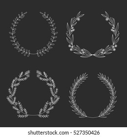 Vector set of hand drawn  decorative frames for your design. Wreath collection clip art