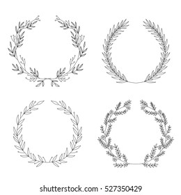 Vector set of hand drawn  decorative frames for your design. Wreath collection clip art