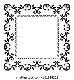 Vector set of hand drawn decorative elements. Set of vector frame and wreaths. Flower doodles, branches, flowers, swirls. Isolated silhouettes.