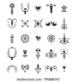 Vector set of hand drawn decorative animals and plants in Scandinavian style. For posters, patterns, lettering.