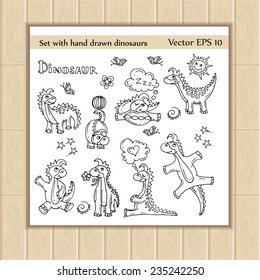 Vector set of hand drawn dinosaurs. Sketches for use in design