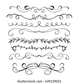 Vector set of hand drawn dividers isolated on white 