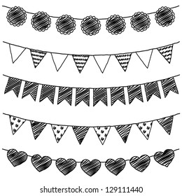 Vector Set Of Hand Drawn Doodle Bunting