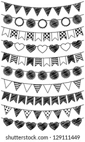 Vector Set of Hand Drawn Doodle Bunting