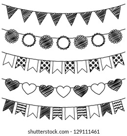 Vector Set of Hand Drawn Doodle Bunting