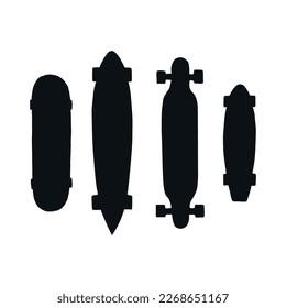 Vector set of hand drawn doodle sketch skateboards silhouette isolated on white background