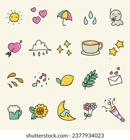 Vector set of hand drawn doodle summer elements for your design