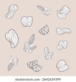 Vector set of hand drawn doodle vegetables. Isolated objects on white background.