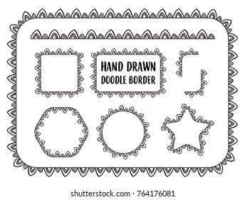Vector set of hand drawn doodle border