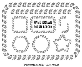 Vector set of hand drawn doodle border