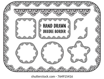 Vector set of hand drawn doodle border