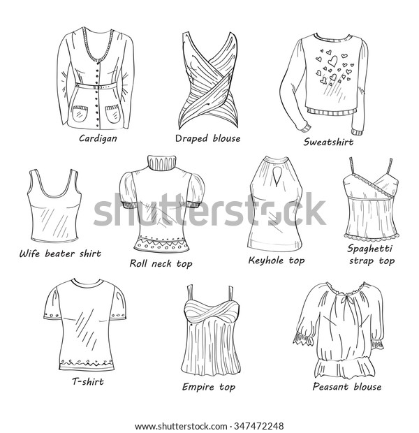 Vector Set Hand Drawn Doodles Womens Stock Vector (Royalty Free) 347472248