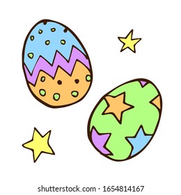vector set of hand drawn Easter eggs isolated on a white background