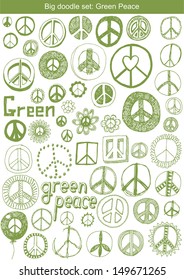 Vector set - Hand drawn elements for your design - Green peace symbols