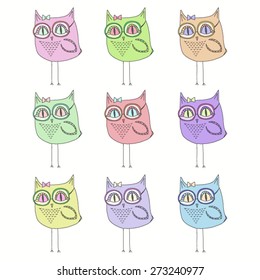 vector set of hand drawn fashion bird