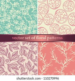 vector set of hand drawn floral patterns
