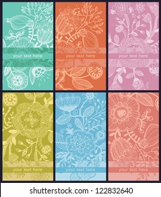 vector set of hand drawn  floral cards