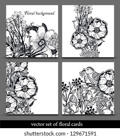 vector set of hand drawn floral cards