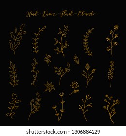 Vector Set Hand Drawn Floral Wedding