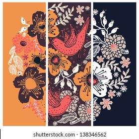 vector set of hand drawn floral cards