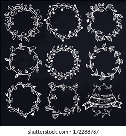vector set of hand drawn floral wreathes