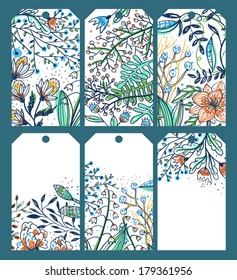 vector set of hand drawn floral tags