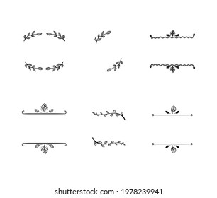 Vector Set of Hand Drawn Floral Frames, Retro Style, Black Lines Isolated on White Background, Decorative Elements.