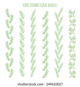 Vector set of hand drawn floral borders
