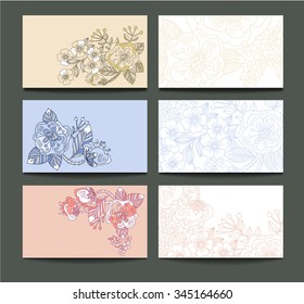 vector set of hand drawn floral cards