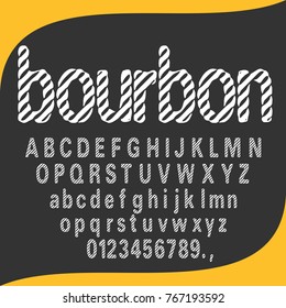 Vector set of hand drawn fonts ABC alphabet letters named bourbon