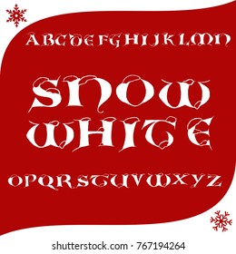 Vector set of hand drawn fonts ABC alphabet letters named Snow White