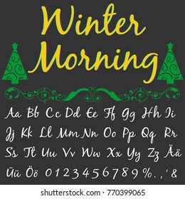 Vector set of hand drawn fonts calligraphy ABC alphabet letters