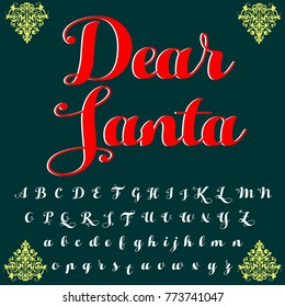 Vector set of hand drawn fonts ABC letters typeface named Dear Santa