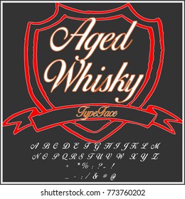 Vector set of hand drawn fonts ABC letters typeface named Aged Whisky