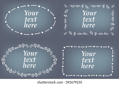 Vector set of hand drawn frames. Page decorations with floral and geometric elements. 