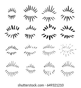 Vector Set Of Hand Drawn Frames With Rays