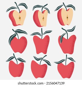 vector set of hand drawn fresh apples vector illustration