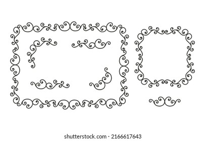 Vector set of hand drawn graphic elements, dividers and ornaments for page decoration and frame design. Decorative symbols for scrapbooking, greeting cards and invitations