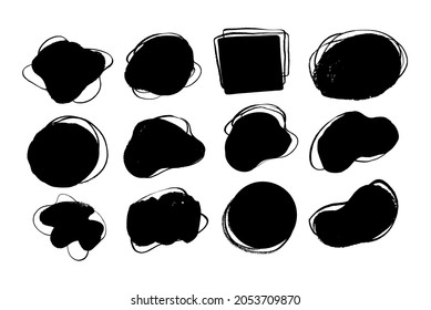 Vector set of hand drawn grunge hand drawn grunge liquid shapes isolated on white background.