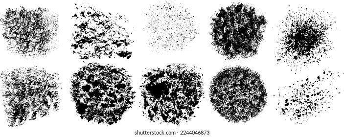 Vector set hand drawn grunge black stamp prints and spots, can be used for creating your own brushes and textures