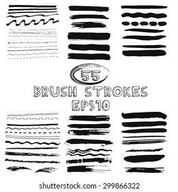 Vector set of hand drawn grunge brush strokes. Vector illustration EPS10.