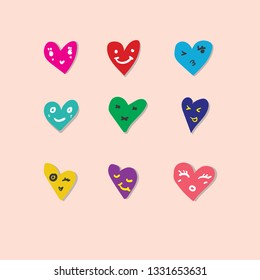 Vector of Set Hand Drawn Hearts. Design Elements Icons for Valentines and Wedding Day, Illustration Background.