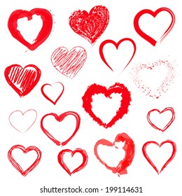 Vector set of Hand drawn hearts