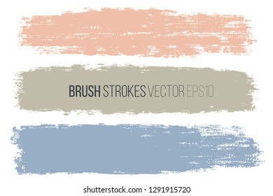 Vector set of hand drawn horizontal brush strokes, stains for backdrops. Colorful design elements set. Artistic hand drawn backgrounds.