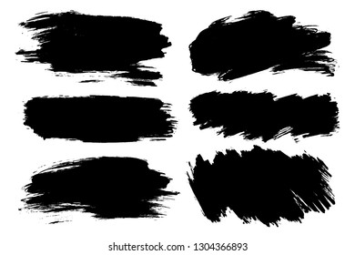 Vector set of hand drawn horizontal brush strokes, stains for backdrops. Monochrome design elements set. One color monochrome artistic hand drawn backgrounds.