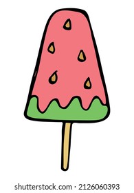 Vector set of hand drawn ice cream illustration isolated on white backgrounds. Cute colorful dessert clipart. For print, web, design, decor, logo.